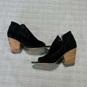 Steven by Steve Madden Womens Boots 10 Black Suede Peep Toe Slip On Cut‎ Outs